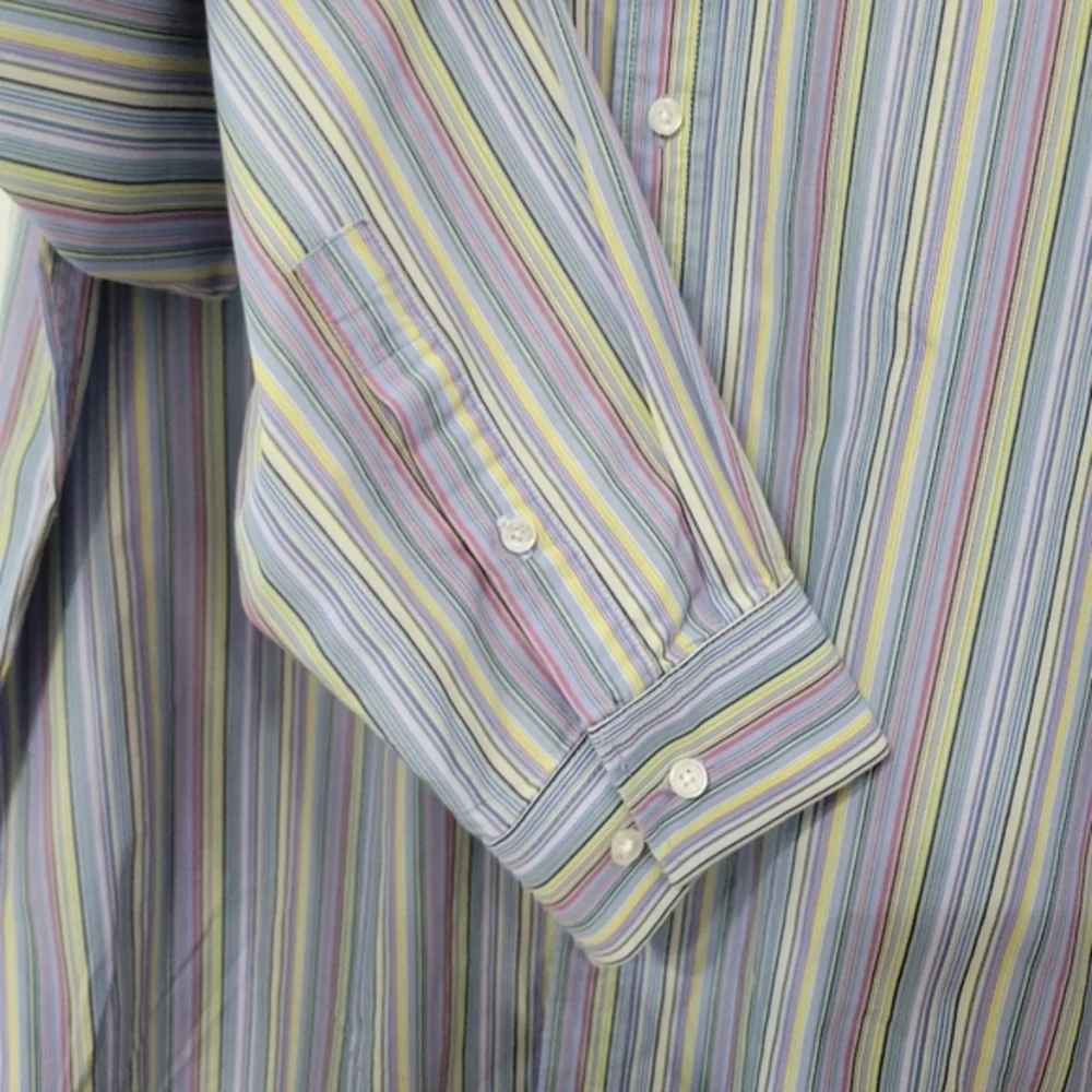 New & Lingwood Men's Striped Dress Shirt Neck Size 16.5 Colorful Office Business